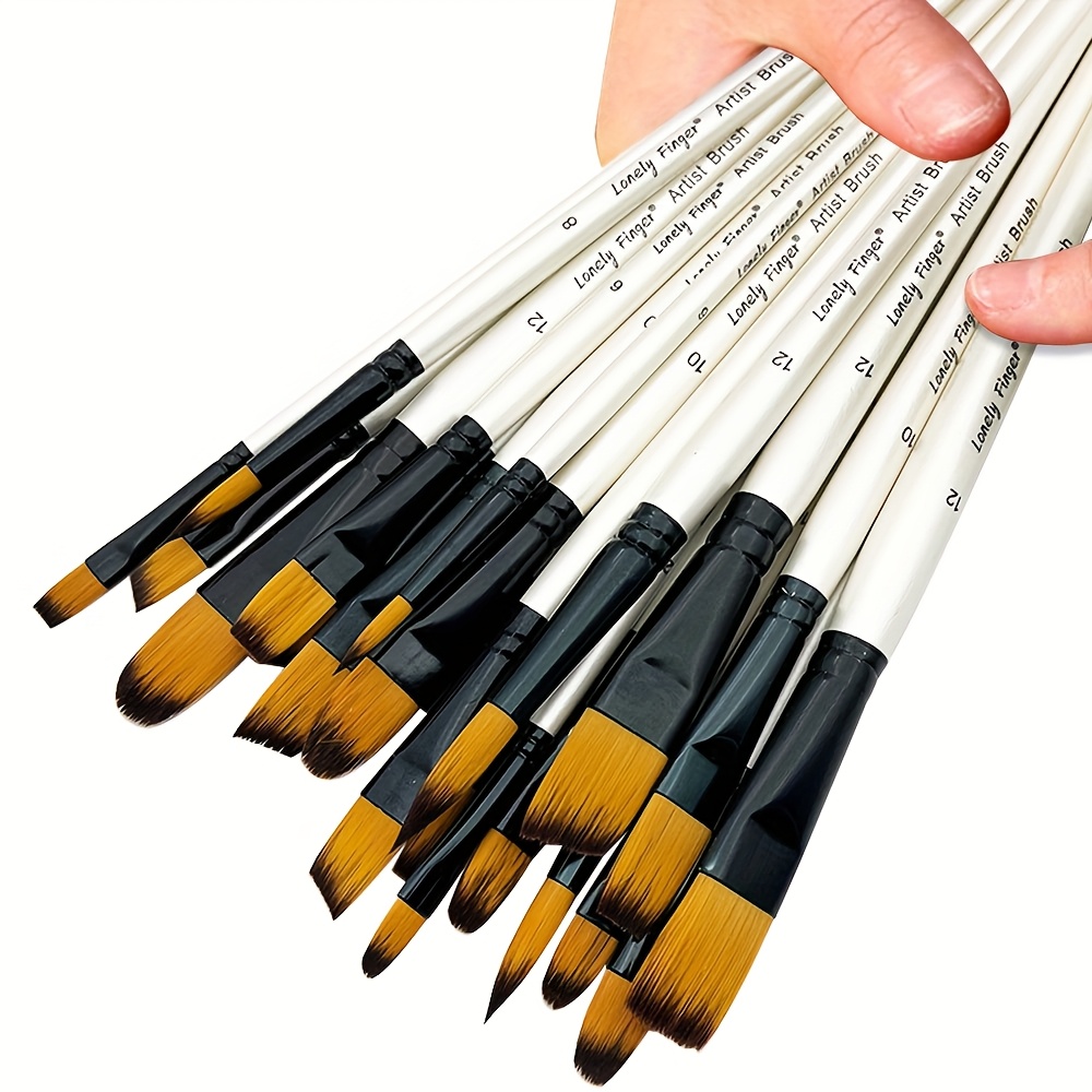 

24pcs Paint Brush Set For Oil, Acrylic, Watercolor, Gouache Painting - Shapes Including Round, , Flat & , Easy To Clean, High-quality Ideal For Artists & Beginners