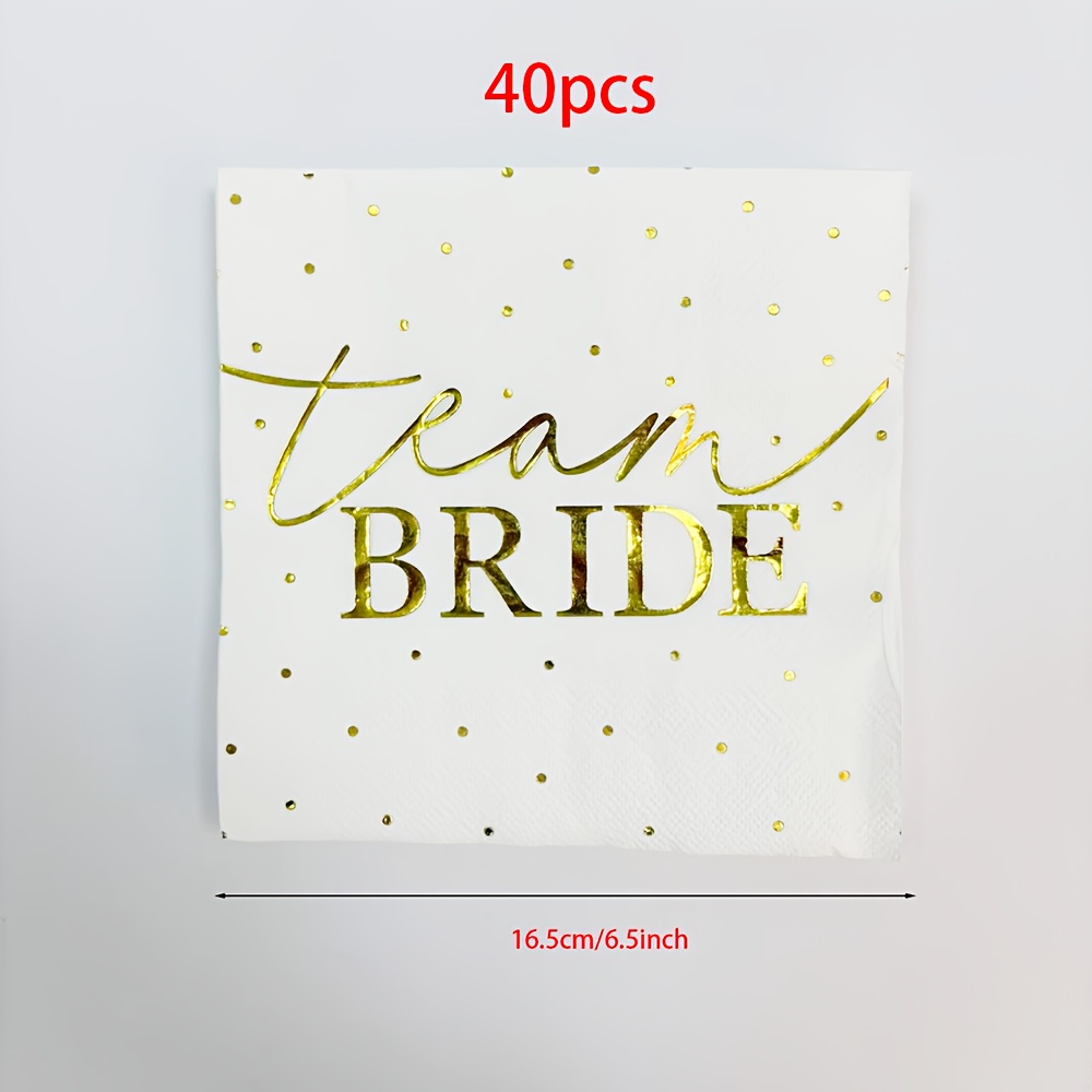 E-shop 20/40/100 Stück Weiße und Goldene Team Braut Papier Servietten Partyzubehör Braut zu Werden Goldfolie Cocktail Einweg Papier Servietten für