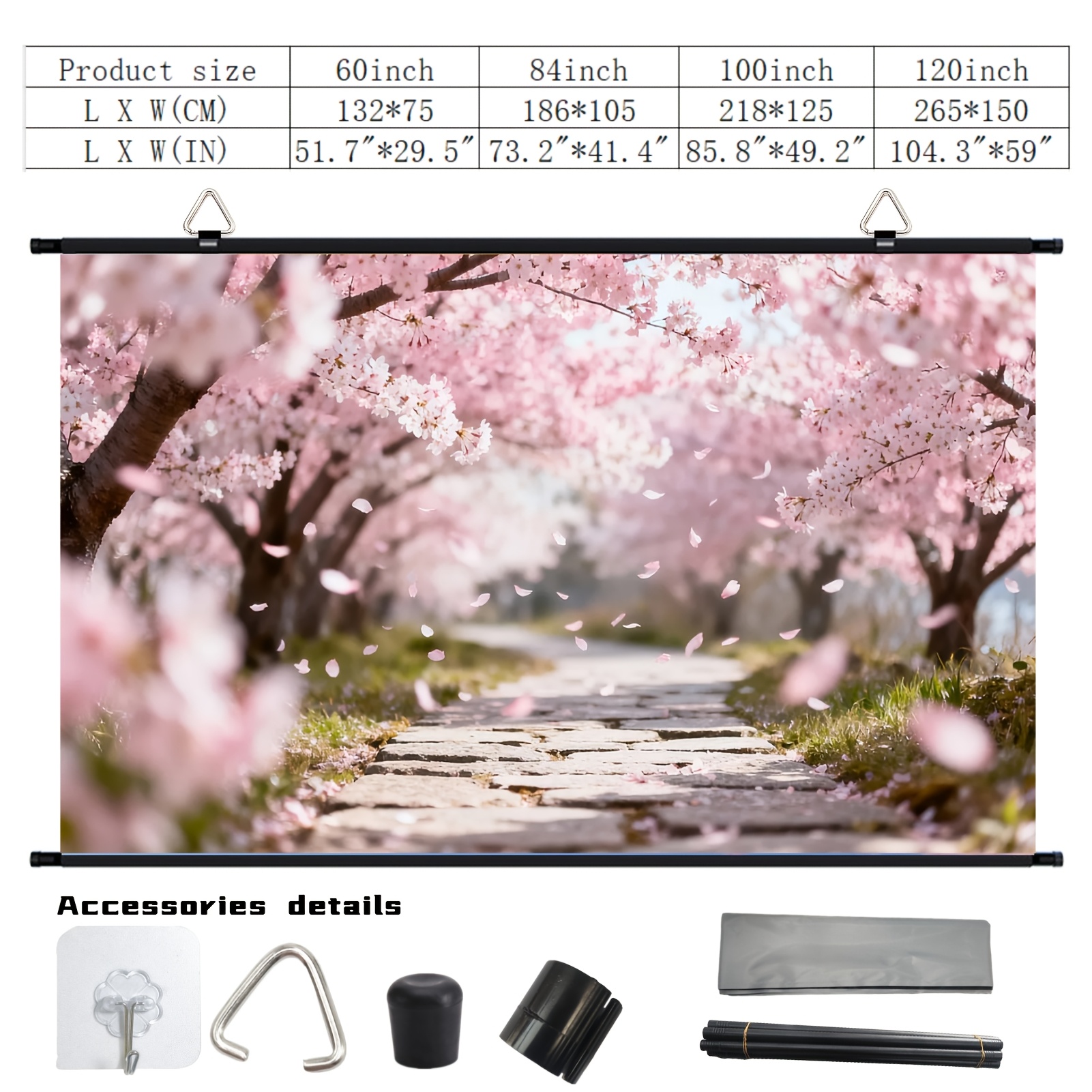 Image of Metal Anti-light Projection Fabric Screen 60"/84"/120" Wall-mounted Manual Foldable Projector Screen Supports Projection For Home Theater, Backyard, Outdoor, And Indoor Use (4k Anti-light, 16:9)