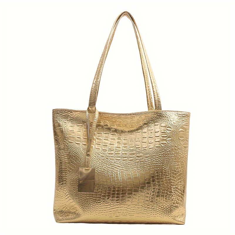 

Crocodile Pattern Tote Bag, Fashionable Pu Shoulder Bag, Large , Zip , , 's Handbag, No , , 2024 New Arrival