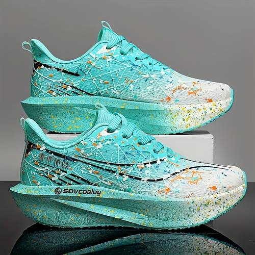 professional marathon running shoes with carbon plate technology lightweight cushioned athletic sneakers non slip outsole breathable white to purple gradient design for marathon gym training men women youth