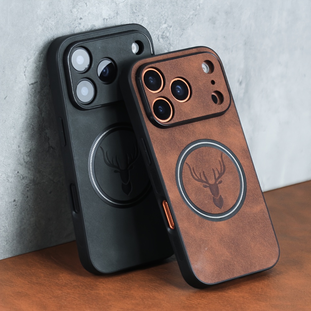 capa para celular: capa     em pele sintética de   compatível com iphone 17 pro   16 15 14 13 12 11 pro   carregamento sem fio magnético capas 17 pro max moldura   estampa de cabeça de   capa antichoque detalhes 1