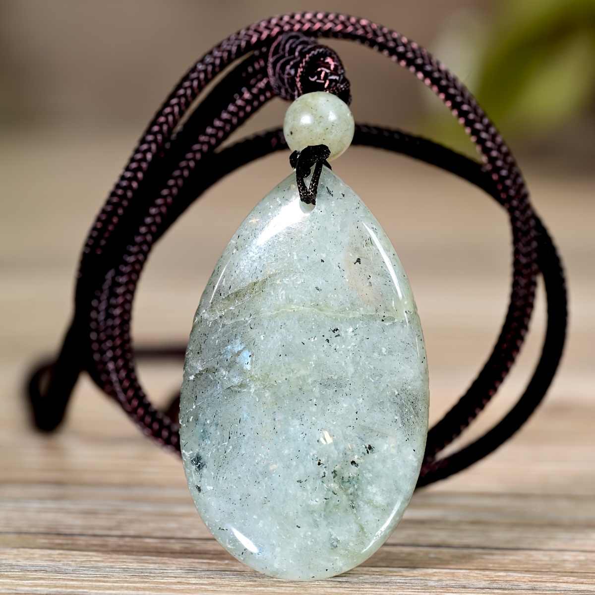 TEMU Collier avec pendentif en labradorite naturelle, style unisexe, tissé à . Style bohème vintage. Parfait pour et les fêtes, cadeau pour la fête