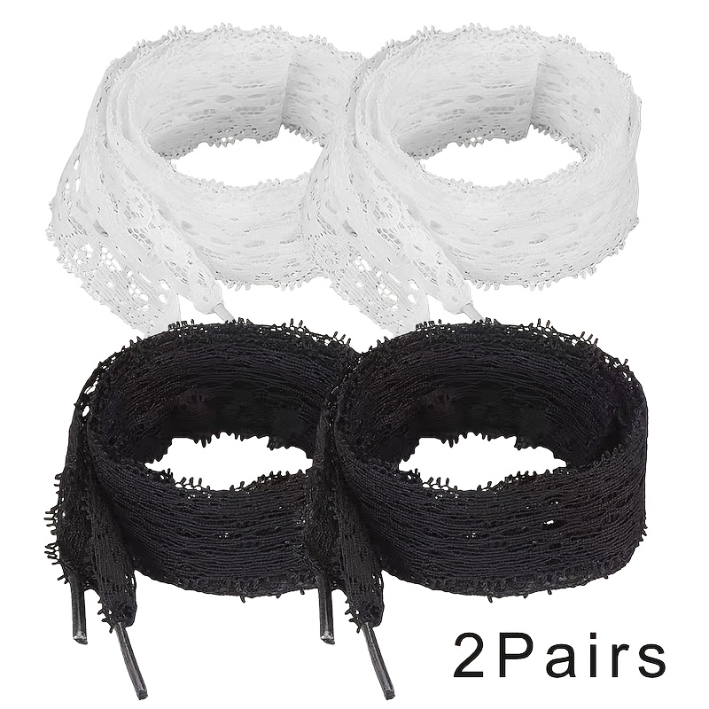 TEMU Black And White Lace Shoelaces, 3cm Wide Elastic Laces
