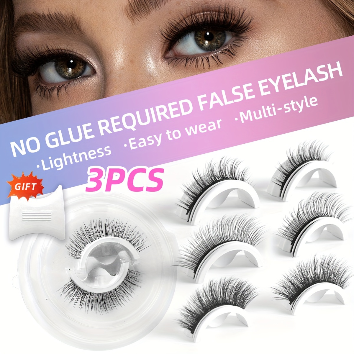 

Self Adhesive Eyelashes 3 Pairs Glue Free Eyelashes Send Tools, False Eyelashes 5-14mm Self Adhesive Eyelashes 3d Mink Reusable Eyelashes