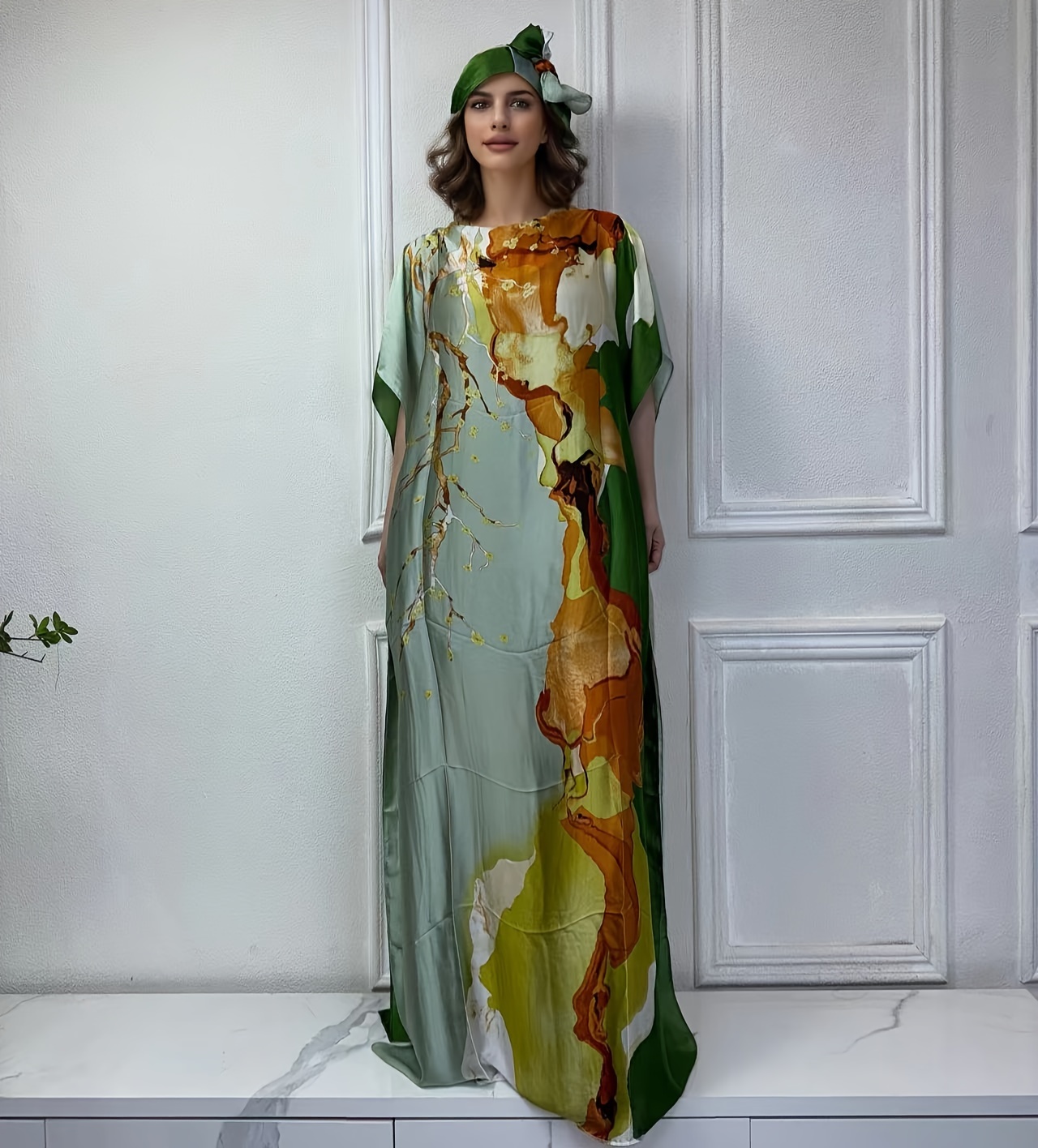 boho dresses dubai summer print bohemia hijab loose elegant abaya Maxi kaftan