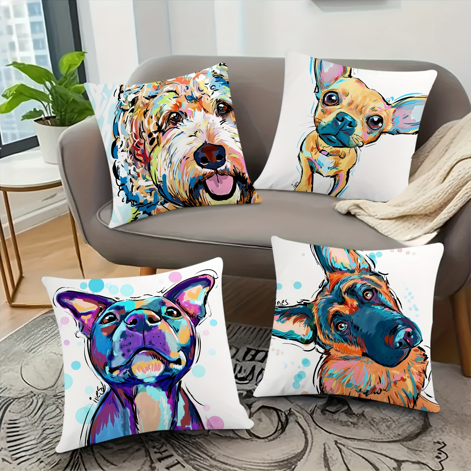 

Contemporary Microfiber Throw Pillow Covers 18x18 Inch, Colorful Print, Decorative Couch Pillow Cases With Zipper Closure, Machine Washable, For Home Sofa Bedroom - Single Side Printed (1pc)