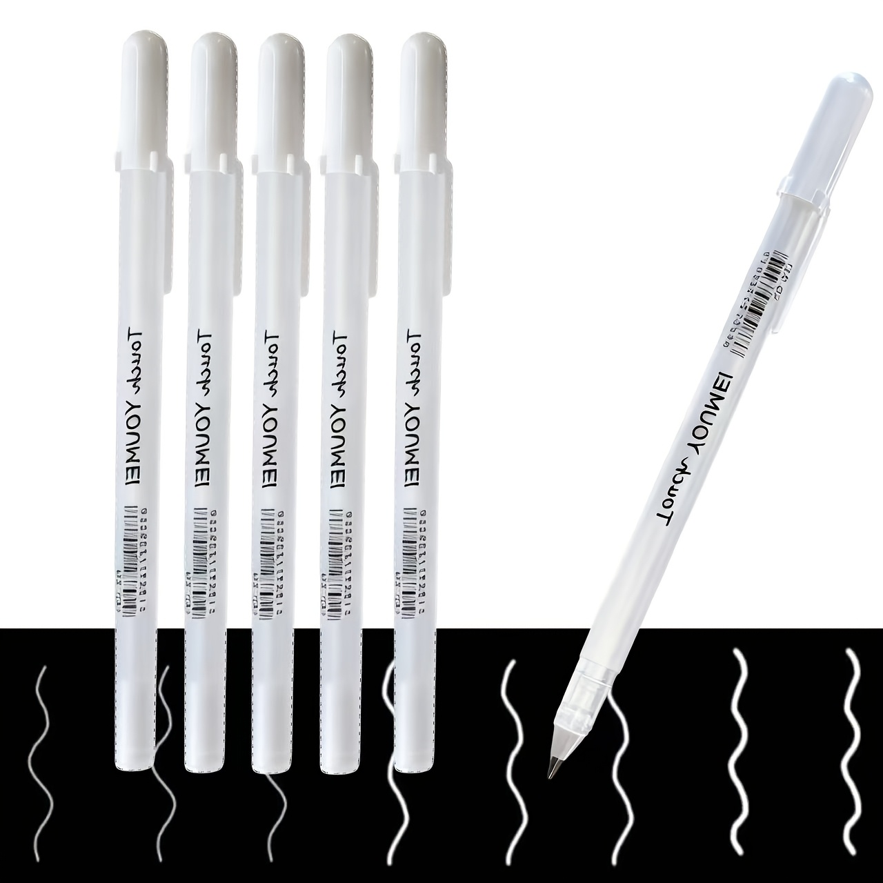 TEMU 5pcs White Highlighter Gel Pens, Sketching Marker Gel Pen For Artists