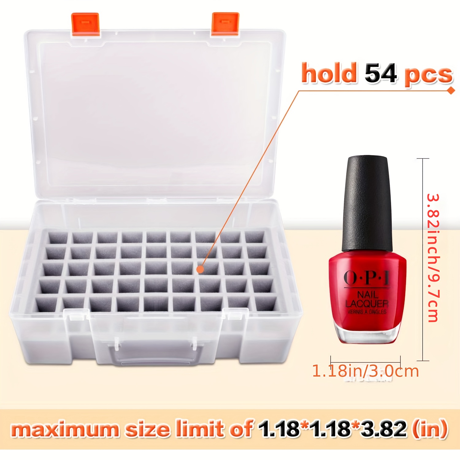 

54-slot Nail Polish Organizer Case - Durable Pp Material, Gel & Regular Polish Compatible, Space-efficient Design For Home & Salon Use