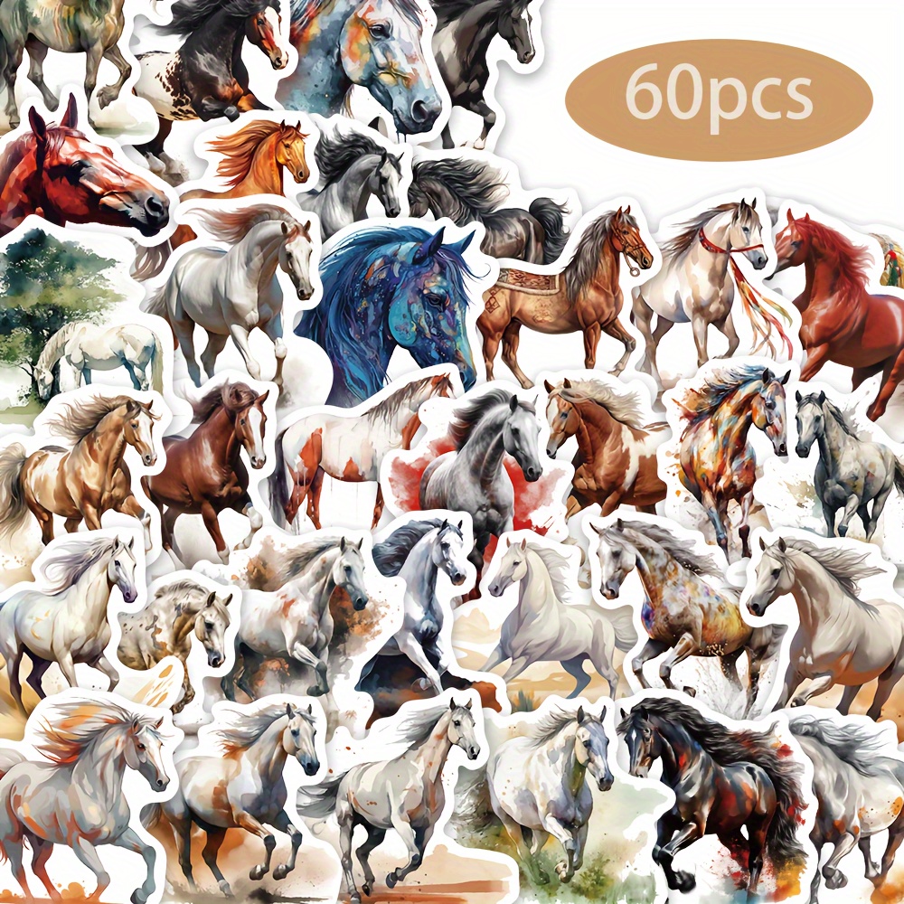 60 Sheets Oil Painting Style Stickers Skateboard Fridge Decor Laptop Decoration Stickers