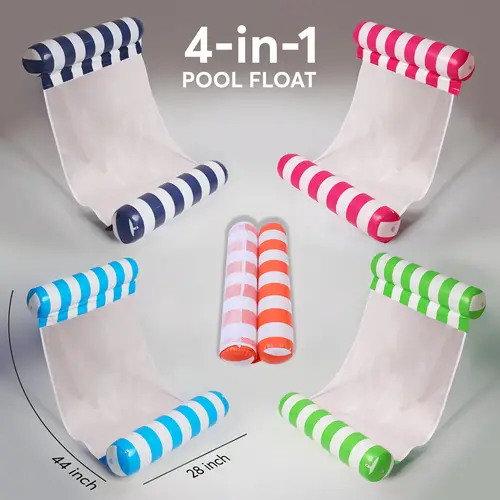 inflatable pool floats for adults 4 in 1 multi purpose design blue dark blue rose red 1 pack 3 pack or 5 pack options pool noodles local warehouse