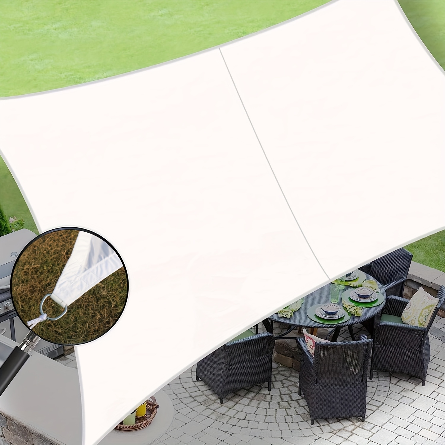 [Rectangular Sun Sail] 1pc Heavy-Duty Rectangular Sun Sail for Outdoor Patio, Garden - UV Protection, Easy Installation, Large Coverage, Modern Design