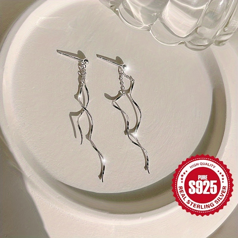 S925 Silver Women's Long Tassel Earrings