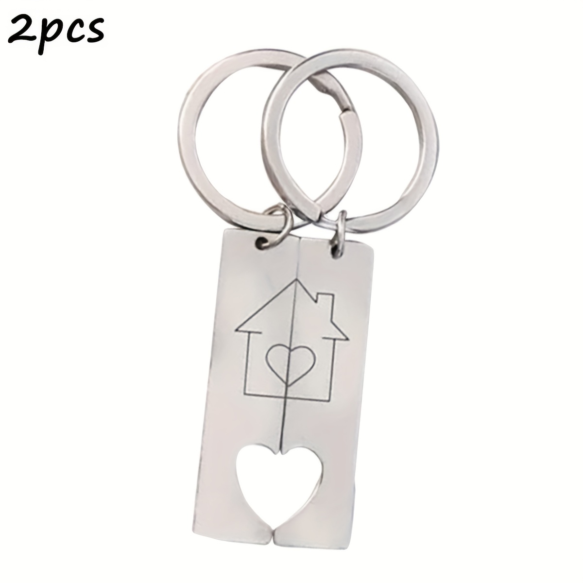 Image of Customized Couple Initials, 2pcs/set Stainless Steel Long Strip First-time Home Gifts, Homeowner Gifts, Couple Keychain Gifts, Engraved Keychains, Wedding Gifts, Keychains, Housemoving Gifts