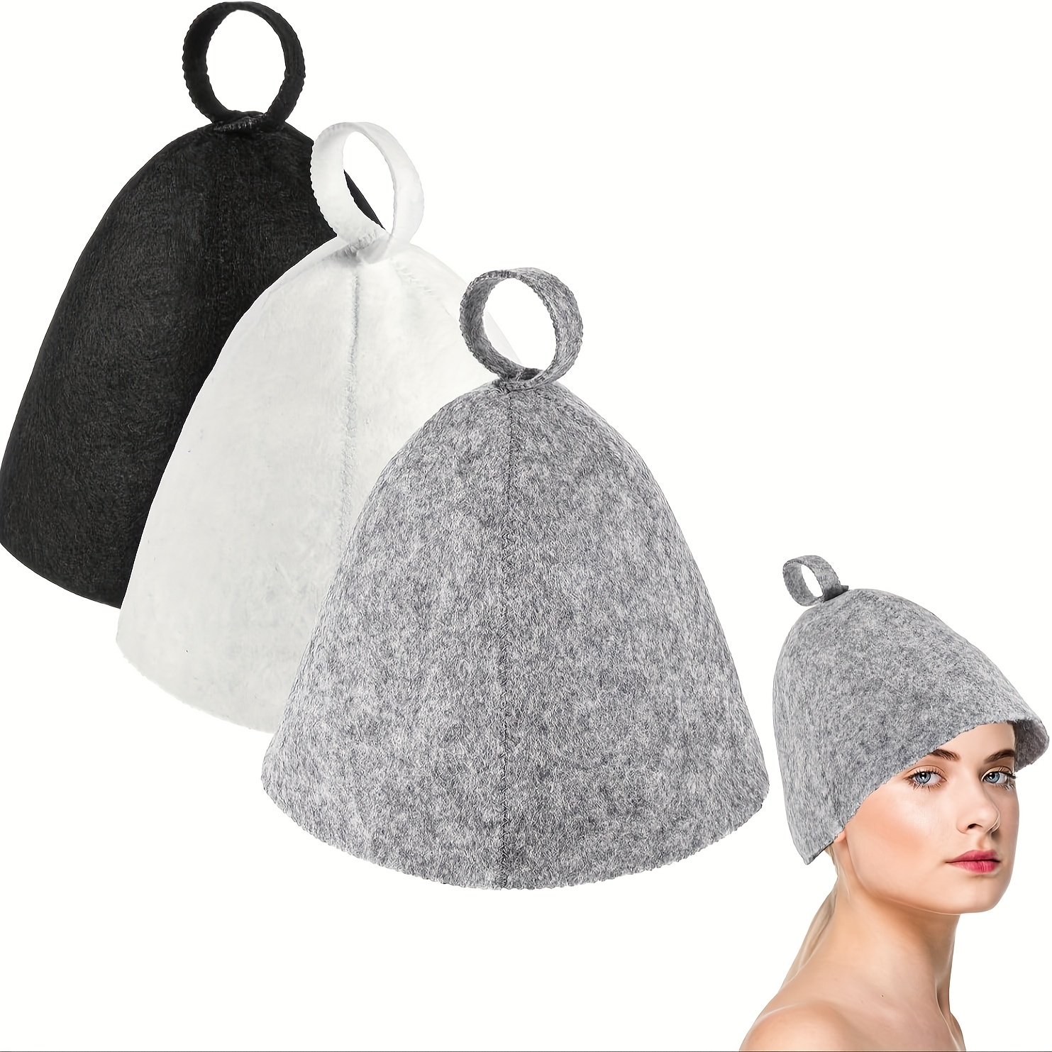3pcs Sauna Hats, Sauna Caps Sauna Hats Sauna Accessories Wool Felt Sauna Cap For Men And Women Home Sauna Steam Cap For Steam Room
