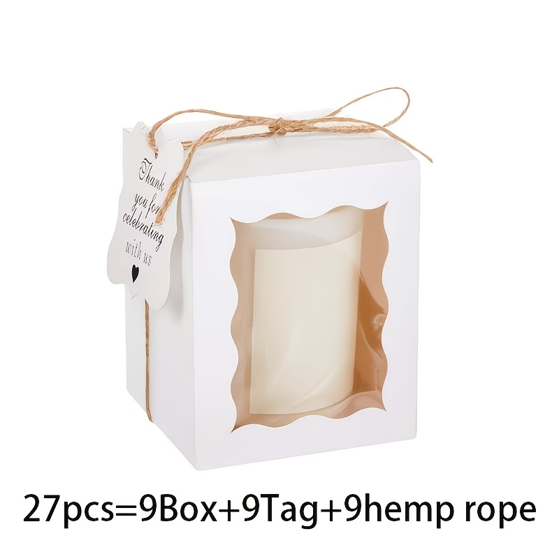 TEMU Gift For Her/him 27pcs Of Paper Candle Gift Box, With Window Label And String, Suitable For 10-ounce Candle Jars, Including Valentine's Day,