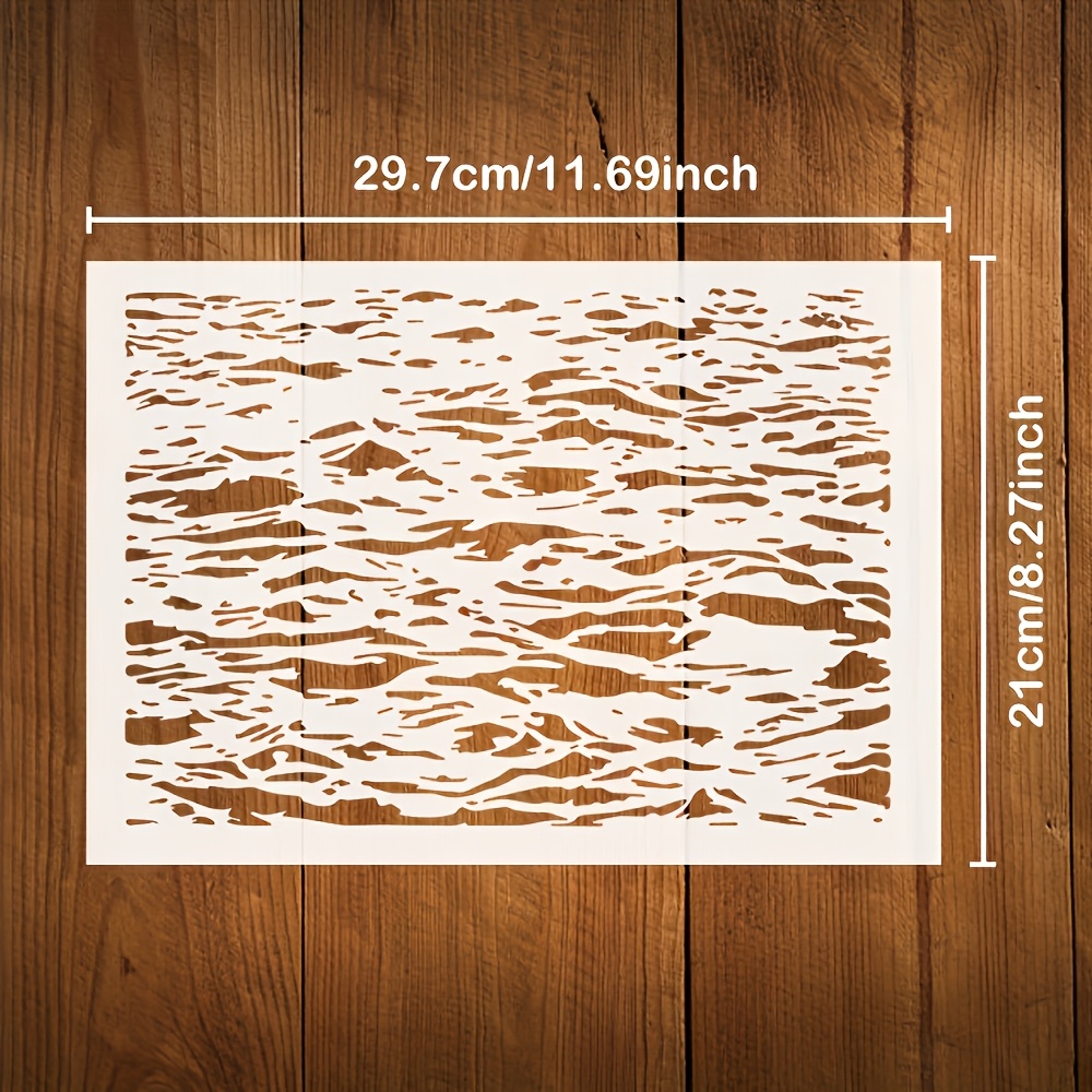 Reusable Wave Stencil - 8.27 X 11.69 Inches, Suitable For Drawing, Scrapbooking, Home Decor, And Furniture. Made Of Durable Plastic, This Large Mural Stencil Features A Realistic