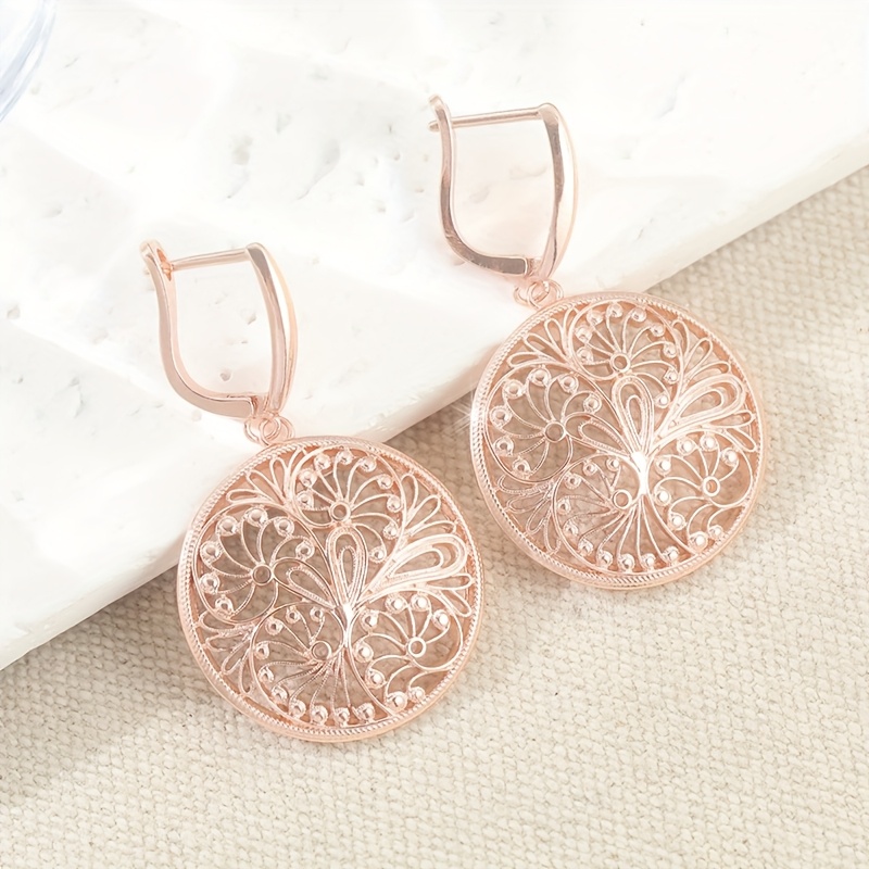E-shop YOYO Damen KC Vergoldete Bohemian Retro Große Statement Blumen Hängeohrringe - Geschichtetes Skulpturales Reifen-ähnliches Design, Ganzjähriger
