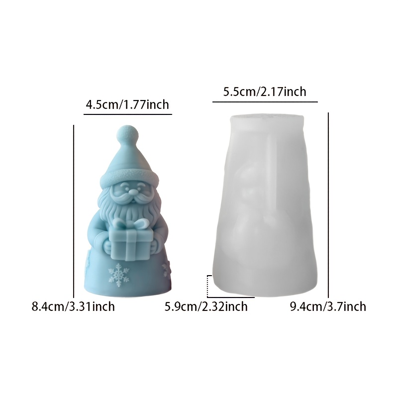 TEMU 1pc Santa Claus Candle Mold - Suitable For Resin, Plaster, Concrete Crafts, 3d Santa Claus Design With Gift And Snowflake Details - Perfect For