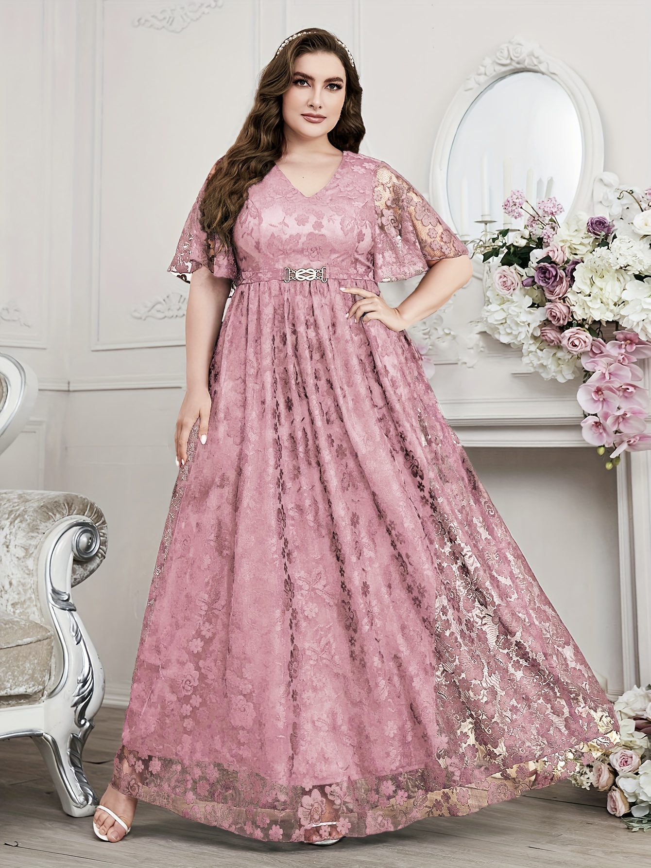 off shoulder floral long dress Seraphina Pink Floral Print Off The Shoulder Maxi Dress main image 1
