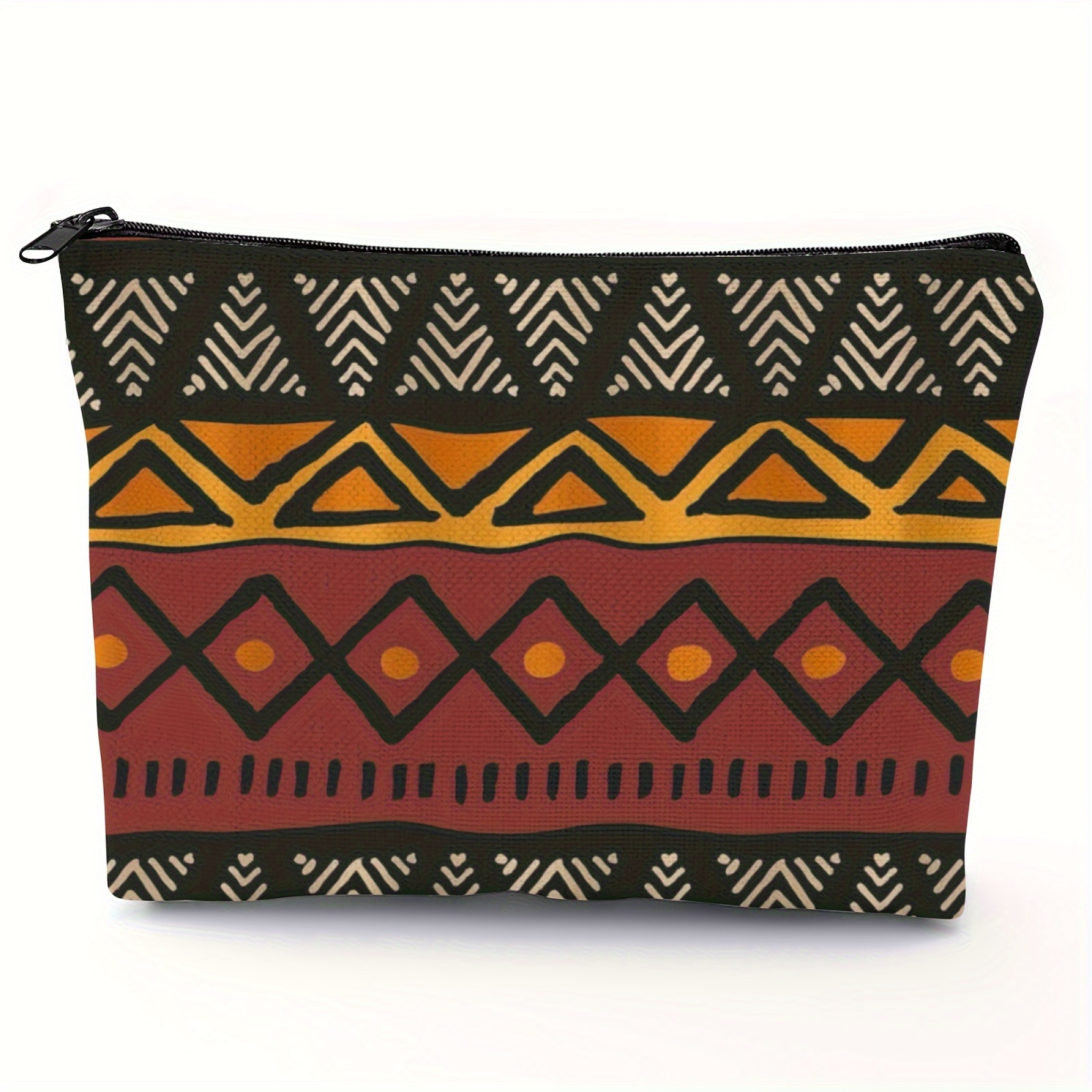 

African Tribal Print Cosmetic Bag - Spacious & Foldable With Zipper, Lightweight Travel Organizer For Toiletries, Coin Purse & Pencil Case,