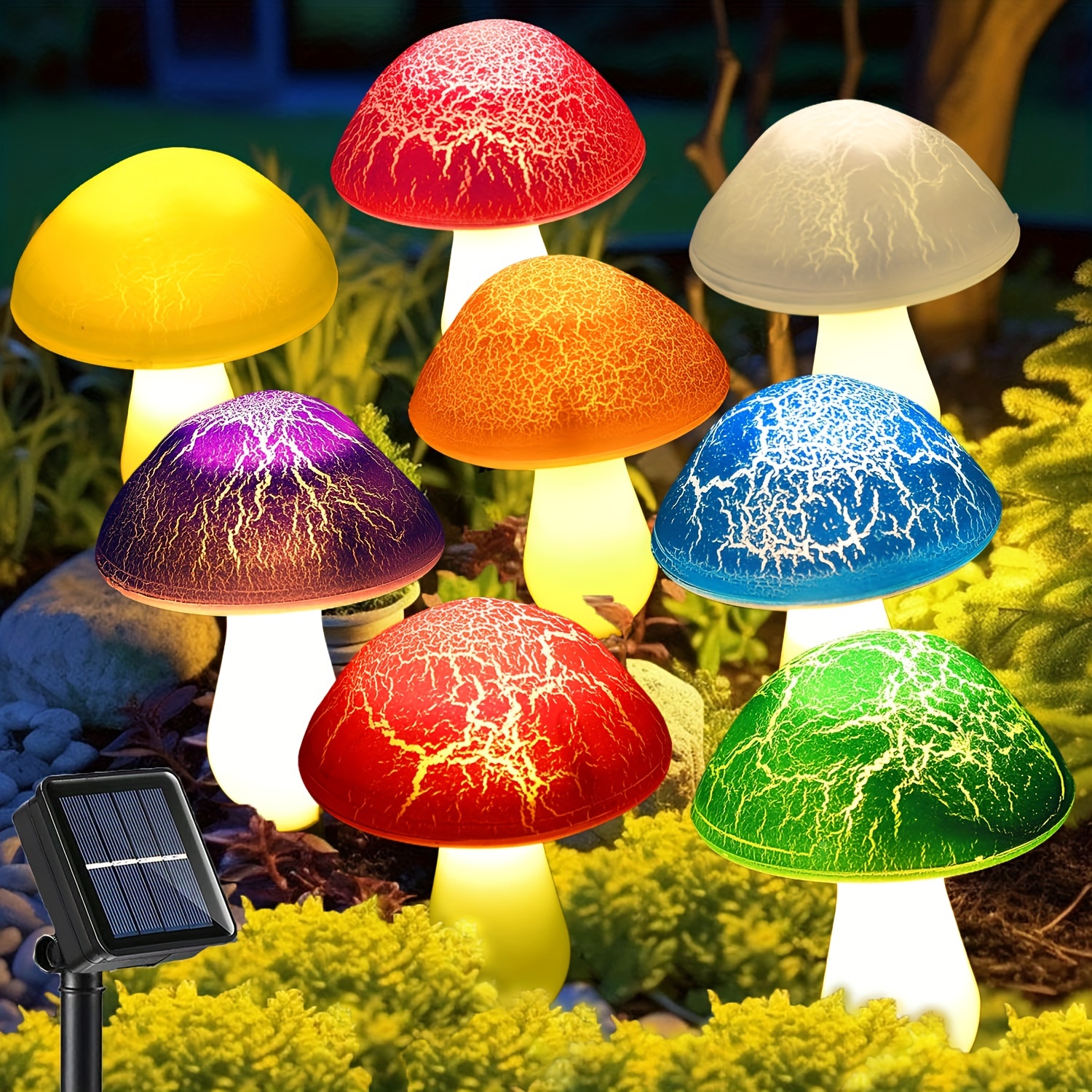 

Solar Powered Mushroom Lights, Outdoor Landscape Lighting, Colorful Garden Decorative Lights For Lawn And Yard, Durable Solar Panel Lawn Lamp With 8 Leds