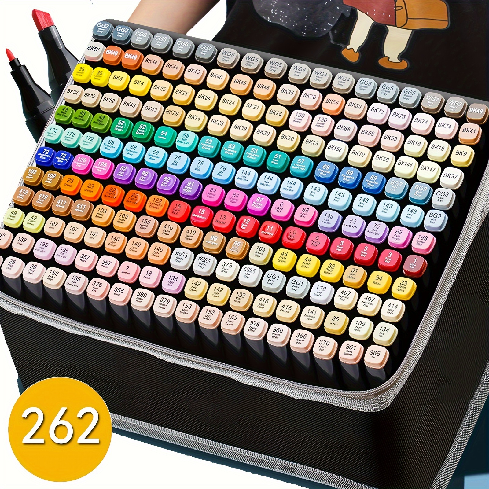 

262 Colors Markers Artist Drawing Art Markers Dual Tip Markers For Adult Coloring Painting Supplies Gift Dual Tip Brush Markers, Brush And Fineliner Coloring Brush Pens Set