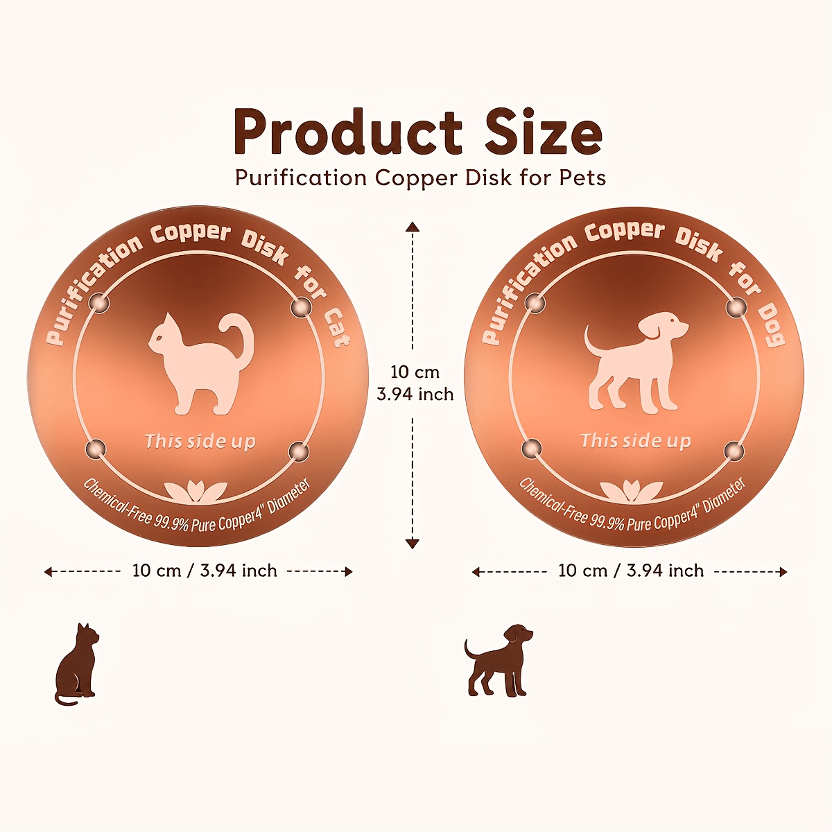 TEMU 2-pack Copper Pet Water Filter Discs With Three- Design, 99.9% Pure Copper, Suitable For Pets Including Dogs, Cats, Cows, Chickens, Birds,