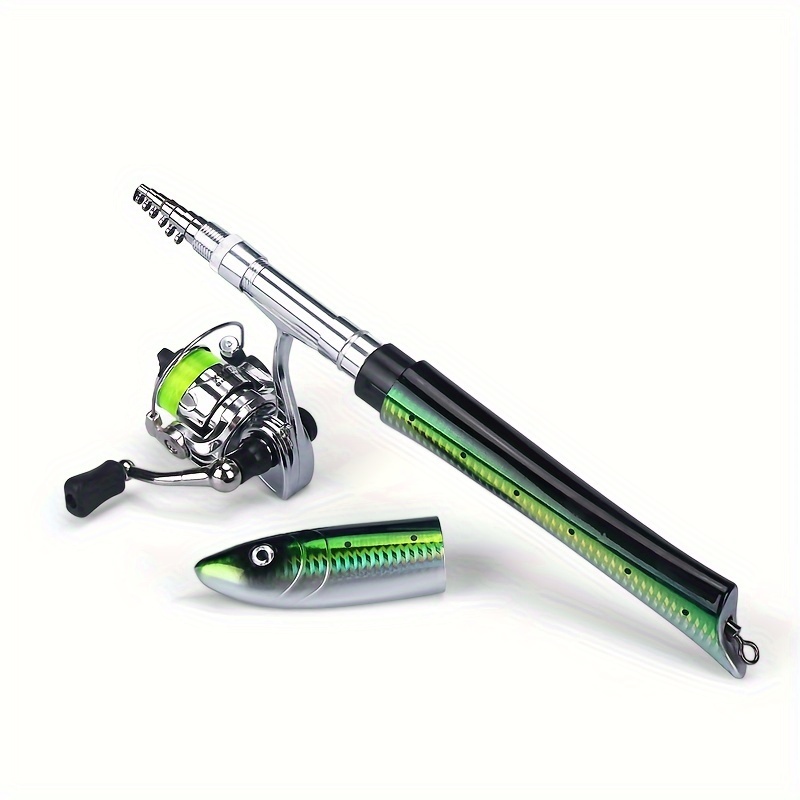   fishing kompaktes 1,4 -angelruten-set in fischform mit rolle - ideal für eis- & jigging-angeln, mittelschnelle wirkung, gemischte farben