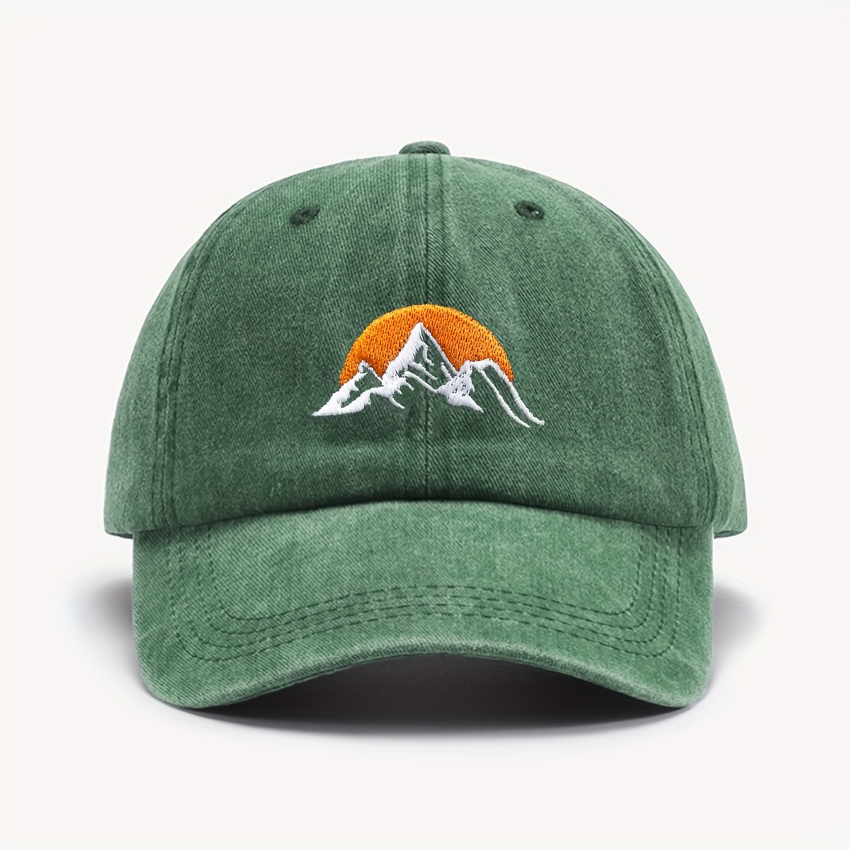 TEMU 1pc Sunrise Embroidered Baseball Unisex Washed Distressed Sun Hat Accessory Hat For