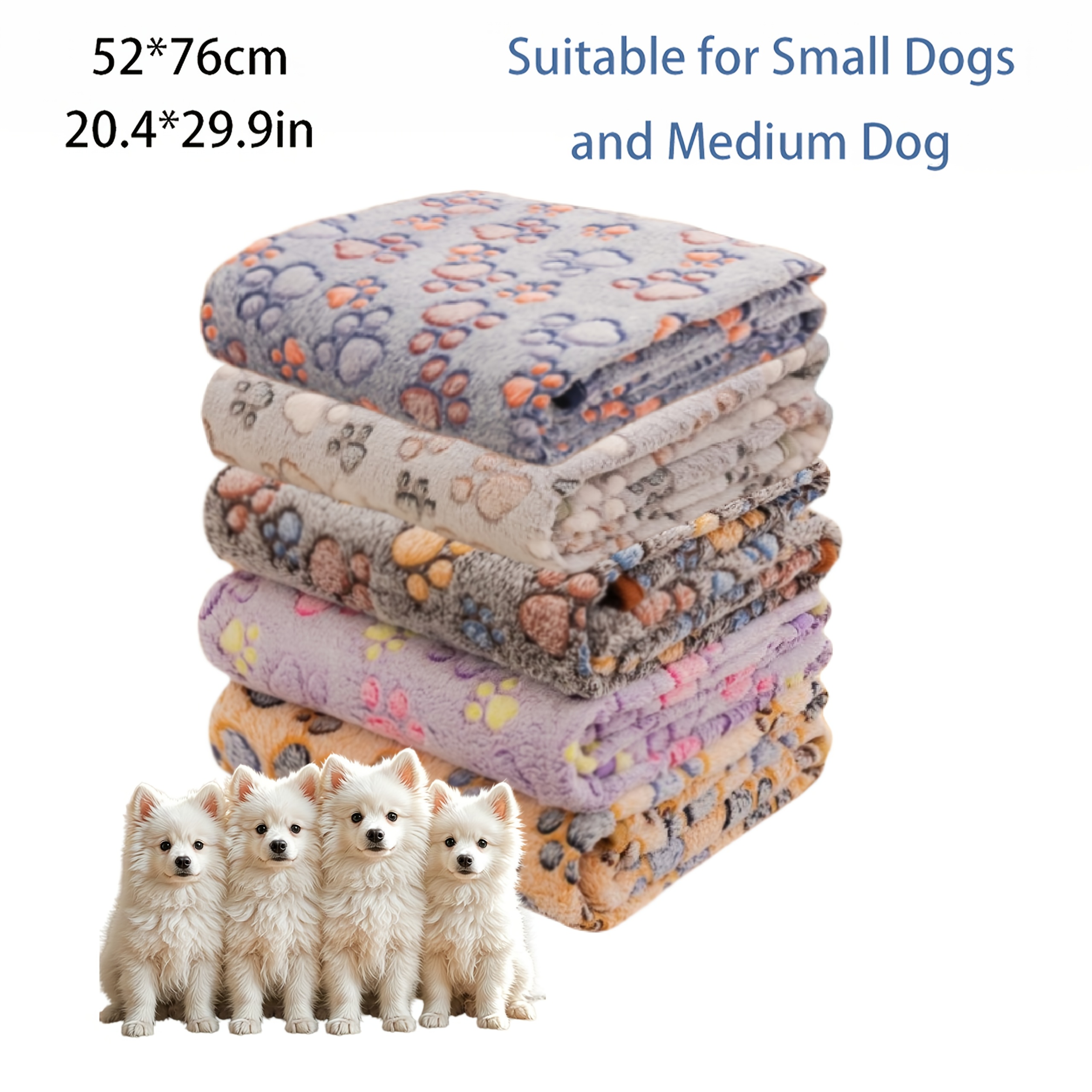 TEMU 5pcs Set Of Pet Blankets - Soft, Washable, Machine Washable, Sizes For Small To Large Breeds, Ideal For Home, Travel, And Outdoor Use, Travel |