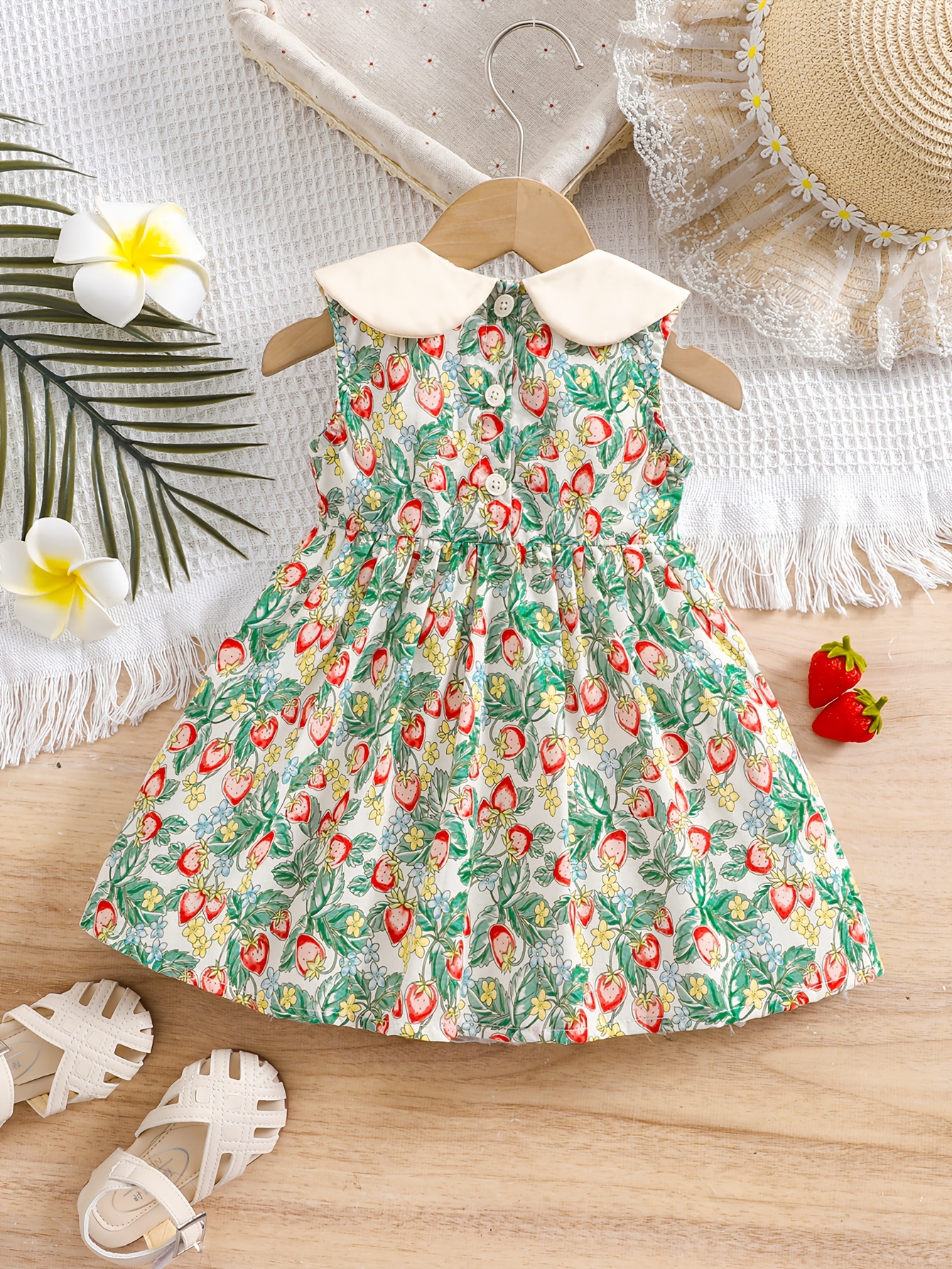 girls sleeveless party dress cute strawberry print birthday - Temu Pakistan