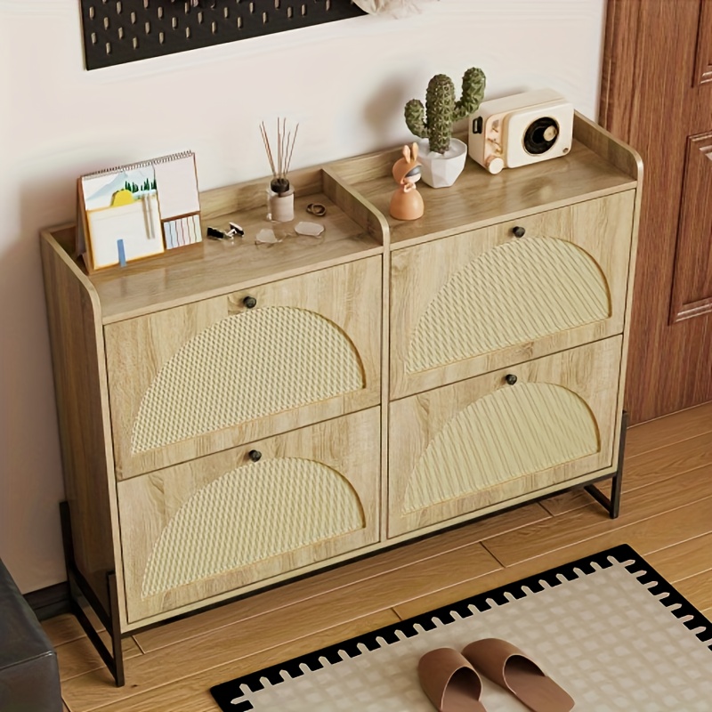 TEMU Shoe Storage Unit Featuring 4 Doors, A Shoe Organizer, , Compact Shoe Cupboard, Shoe Organizer With A Shoe Dumper, Entryway