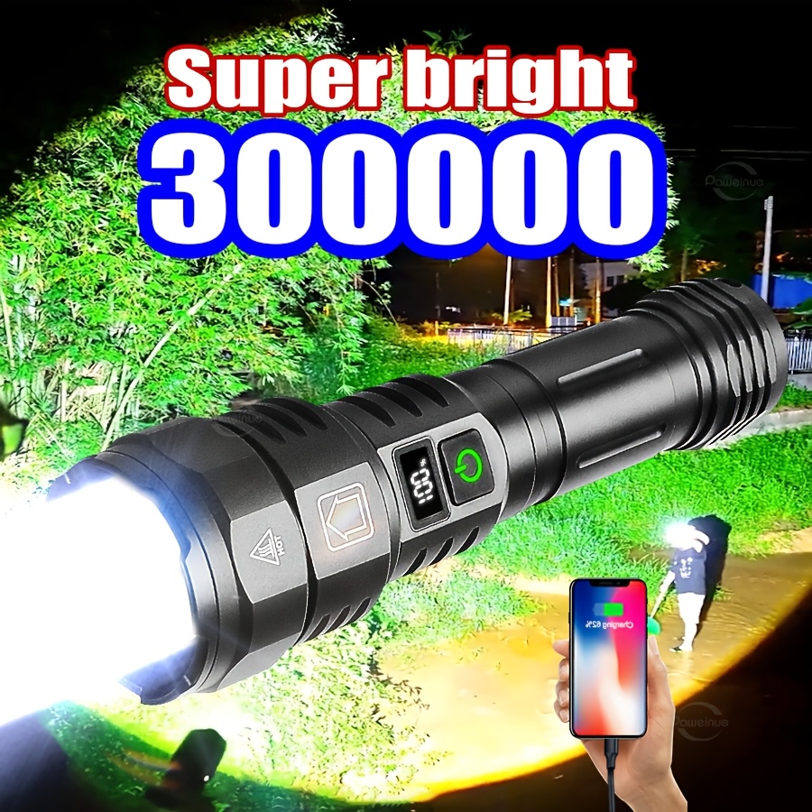 

1pc Paweinuo Rechargeable Led Flashlight, 30w High Power, Aluminum Alloy, Telescopic , 18650 Lithium Battery, Lighting For Camping, Fishing, Hunting, Mountain Climbing, Adventure