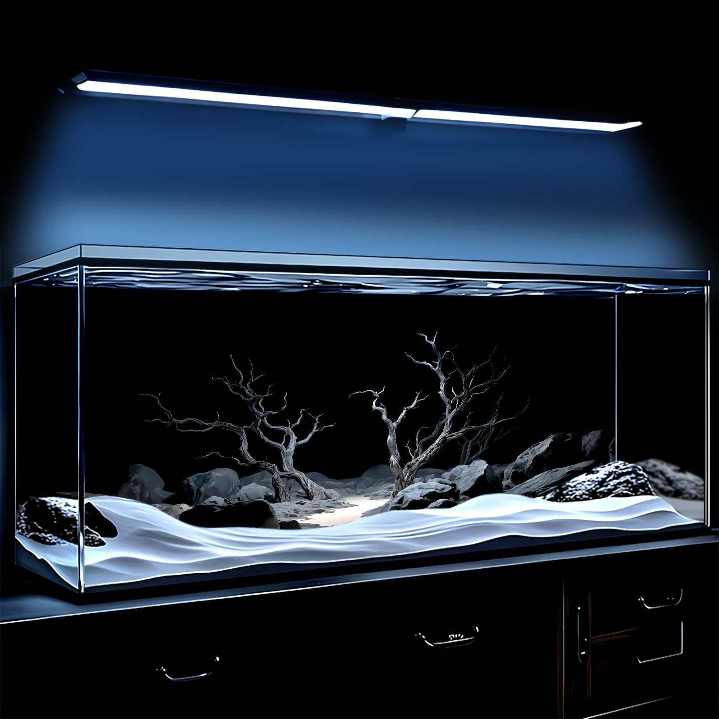 E-shop Selbstklebende statische Aquarium-Hintergrundfolie - PVC Fischbecken-Tapete mit schwarzem Rahmen-Design, kratzfest leicht abziehbar & zu