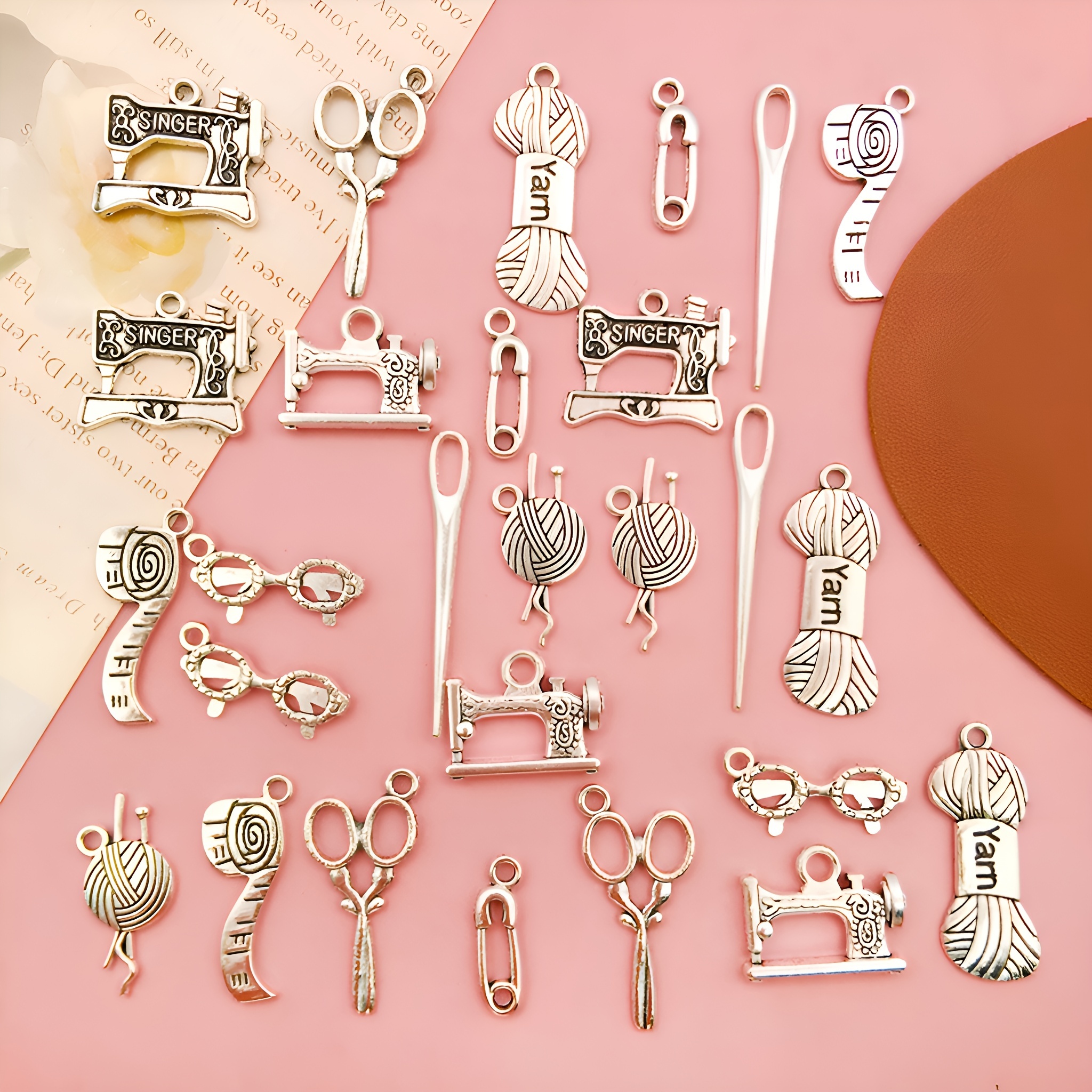 TEMU 27pcs Sewing Machine Bulk Alloy Charms, Classic Souvenir, Ideal Accessories For Necklace, Bracelet, Keychain, Jewelry Making