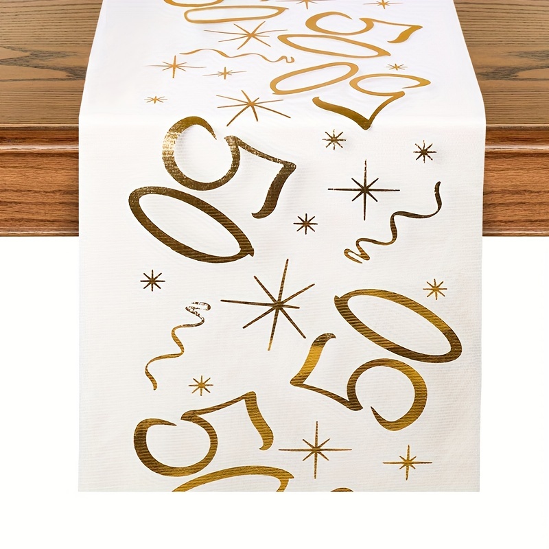 

1pc Polyester Table Runner: 50th & 60th Milestones With This Table Decor - Suitable For 8 People