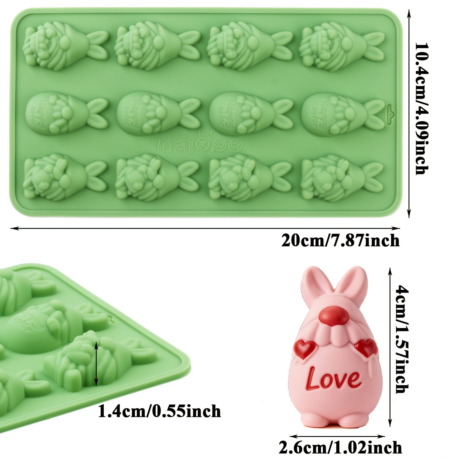 1 Silicone Easter Bunny Egg Mold | Cute Rabbit Egg Mold For Baking , Chocolate Candies, Pudding, Ice Cubes, And More - Ailehopy