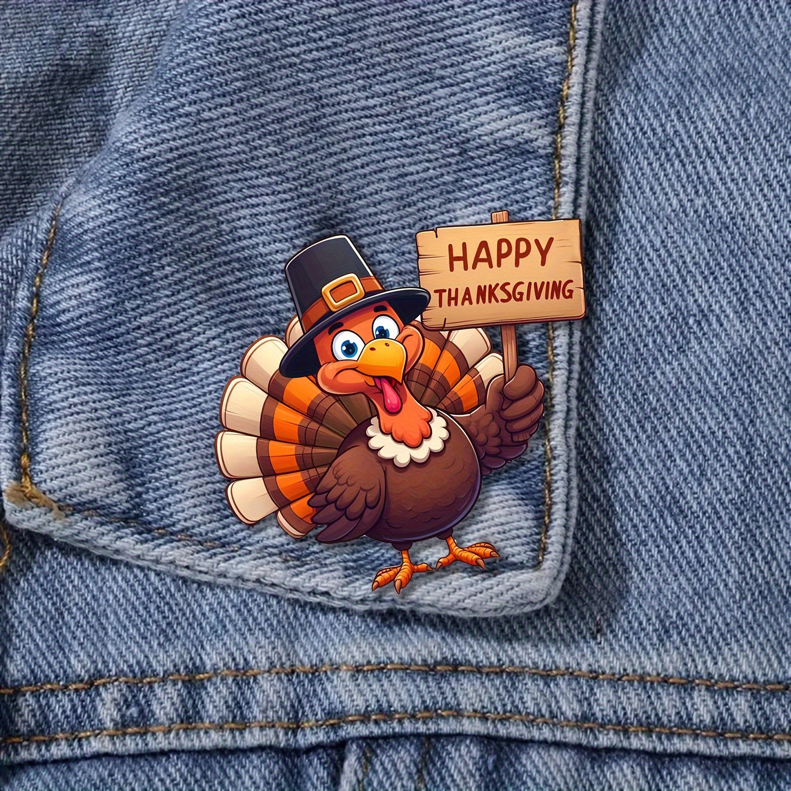 

Happy Thanksgiving Turkey Acrylic Brooch - Perfect Enthusiasts, Ideal Birthday Or Holiday Present, Turkey Decorations, Thanksgiving