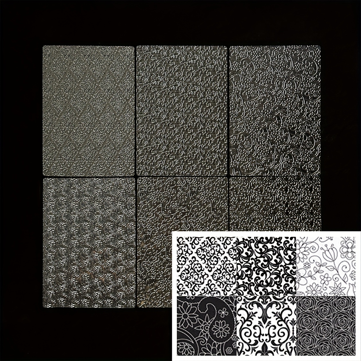 

6pcs Texture Mat Embossed Texture Stamping Kit Diy Stamping