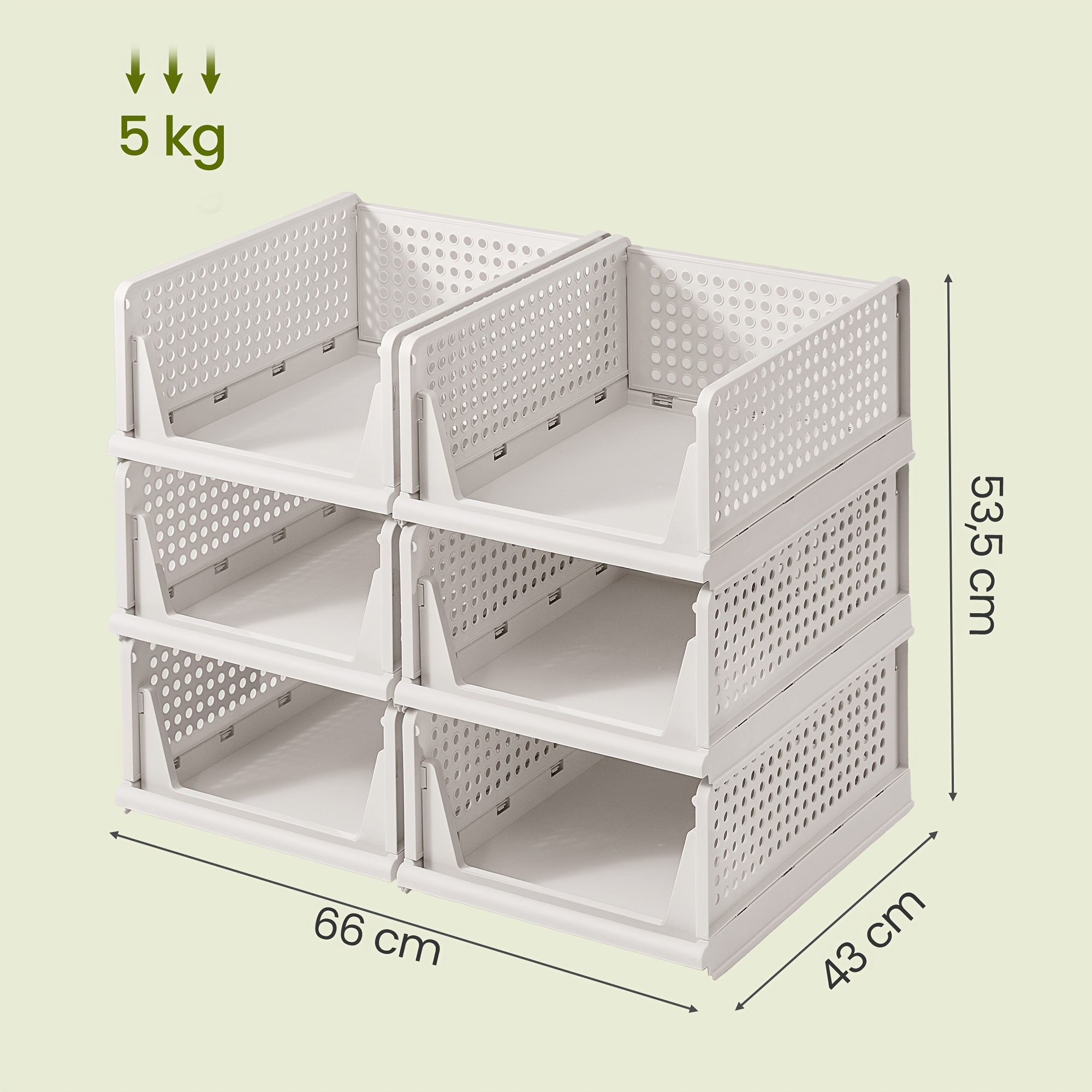 Wardrobe Storage Organizer Set of 6 Foldable Pull-Out Baskets