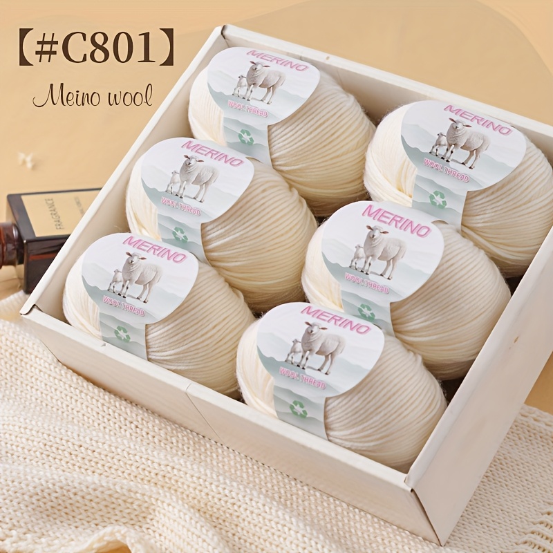 Image of Medium Fine Weight Merino Wool Yarn | 6 Skeins 300g (10.5oz) | Soft, Warm And Breathable | Multiple Colors | For Scarves, Hats, Cardigans