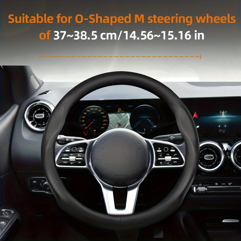 TEMU For Mercedes-benz Round And D-shaped Steering Wheel Cover Ultra-thin Suitable For Steering Wheels Of 37-40.5cm/ 14.56-15.94in Laser Drilling