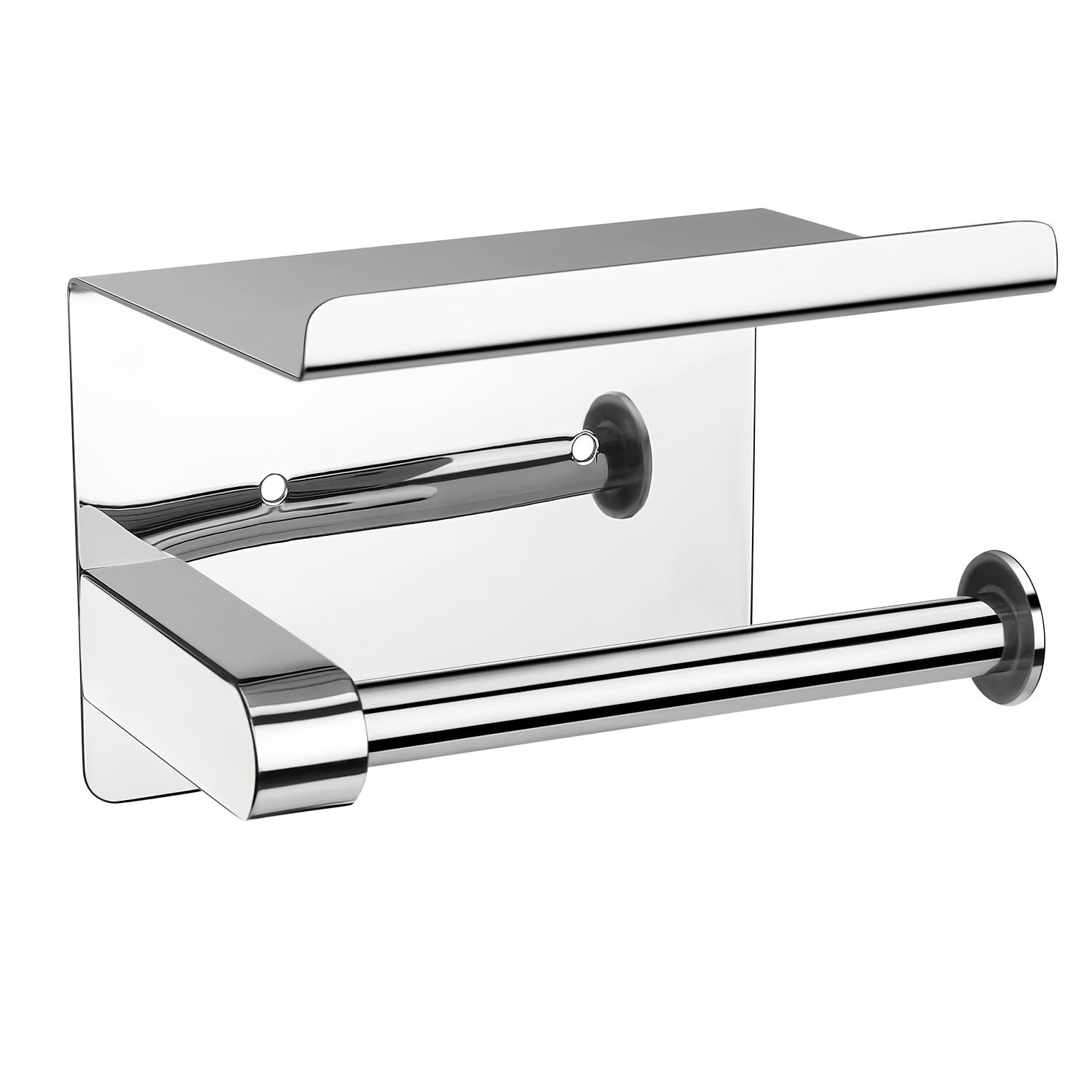 Punch-free Stainless Steel Paper Towel Rack - Strong Adhesive/screw Dual Installation, Bathroom Wall-mounted Rust-proof Storage, Easy And Multi-functional, Durable Fasteners