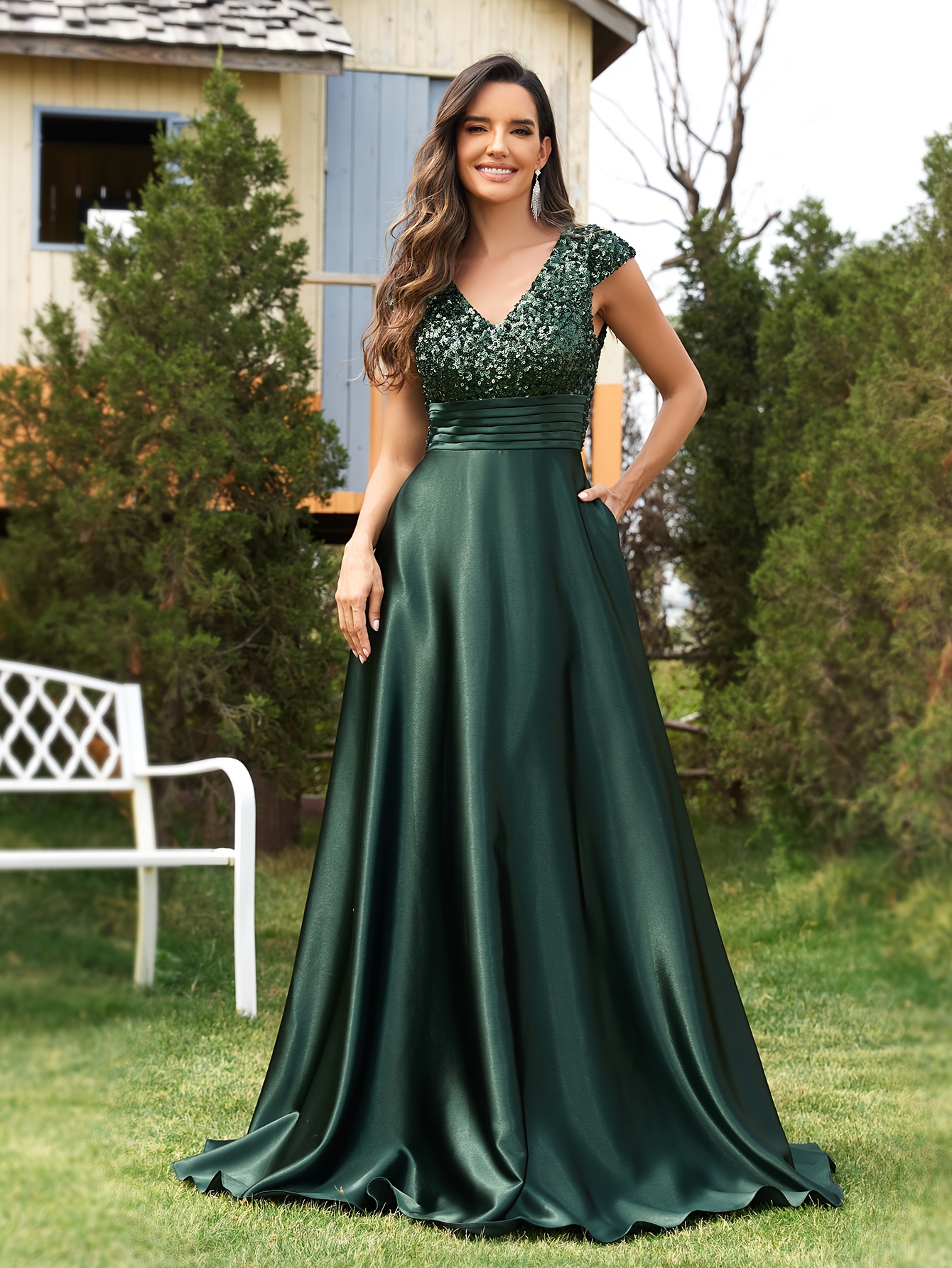 womens elegant sleeveless v neck sequin embellished evening - Temu Australia