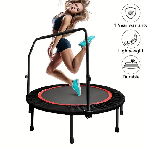 1pc mini trampoline 40 48 foldable fitness trampoline with height adjustable handle for indoor workout 660lbs