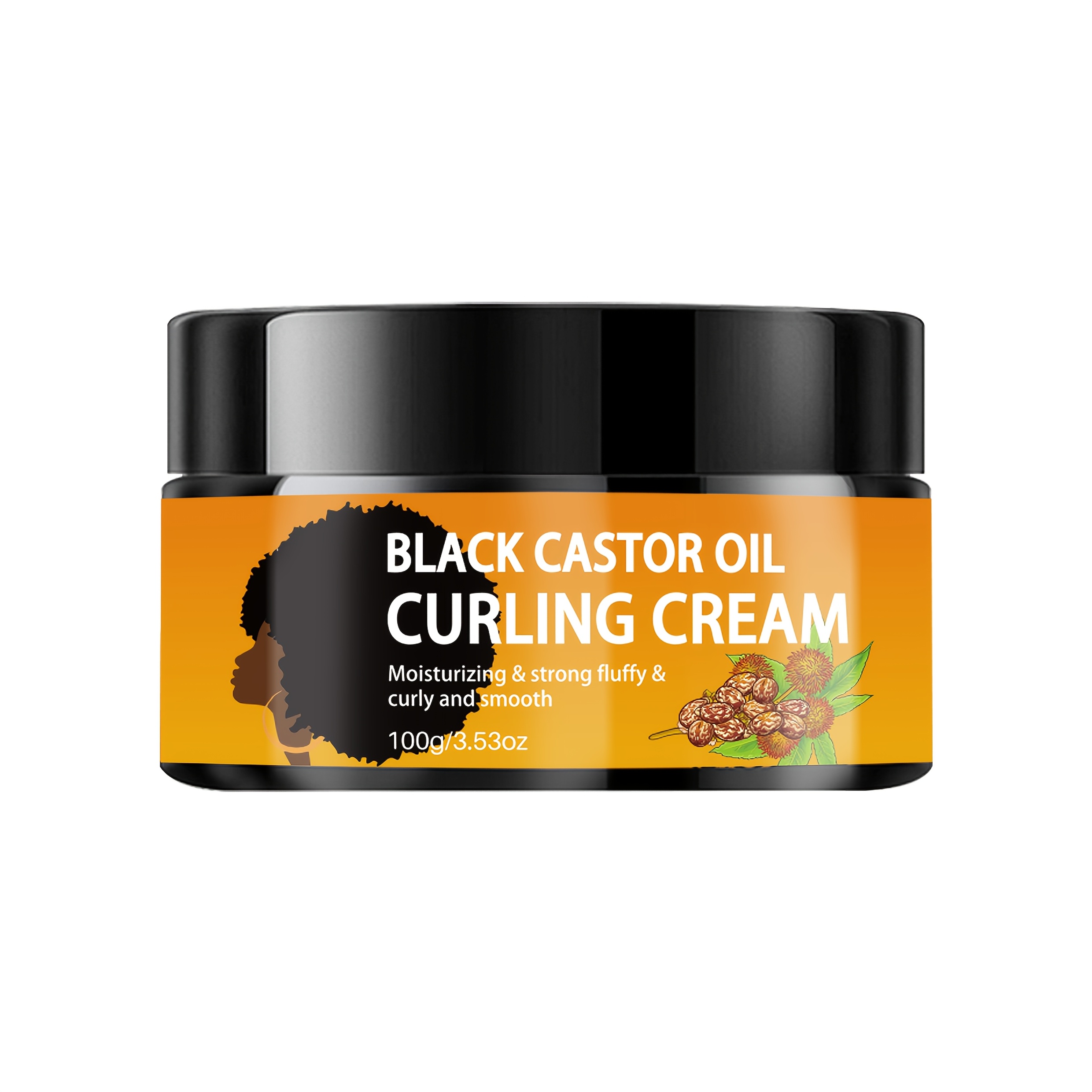 TEMU 100g Black Castor Oil With Argan Oil - Long Lasting Curls, Moisturizing Elastic Styling Conditioner Cream, For Dry And Curly Hair, Unisex