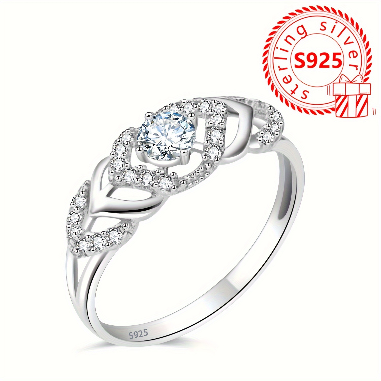 

Women' Ring Cutout, Light , S925 Silver Inlaid With Synthetic Zirconia, Parties And Valentine's Day Gifts