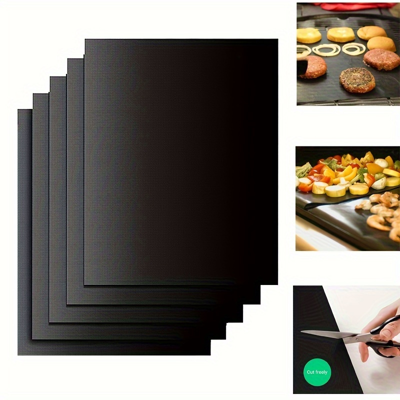 

Pack de 5 Tapis de Grill Antiadhésifs - Réutilisables, Faciles à Nettoyer, Parfaits pour Grils Électriques, à Gaz & à Charbon, Doublures de Four - 15.75 x 13 Pouces, Noir.