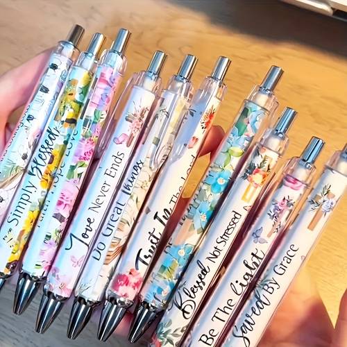 5 9pcs random christian pens for women inspirational quotes pens bible verse ballpoint pens funny office pens retractable ink pens for women men coworker cross